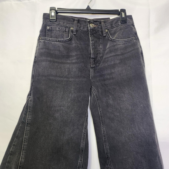 Free People We The Free Womens Ripple Wide Leg Cropped Pieced Jeans Size 25 - Picture 4 of 12